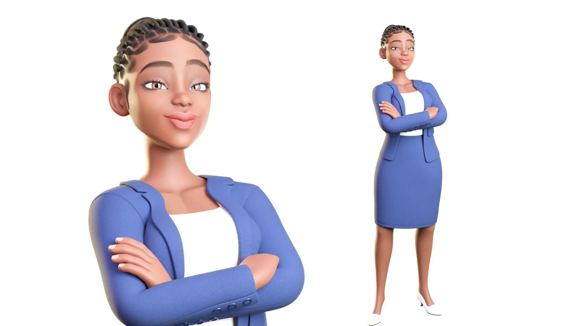 Business Female Black Woman 3D character model showcase